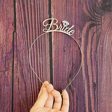 Aukmla Bride Headband with Veil White Bachelorette Party Veils Bridal Shower Tulle for Women and Girls(Gold)