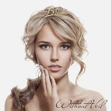 Aukmla Bride Headband with Veil White Bachelorette Party Veils Bridal Shower Tulle for Women and Girls(Gold)