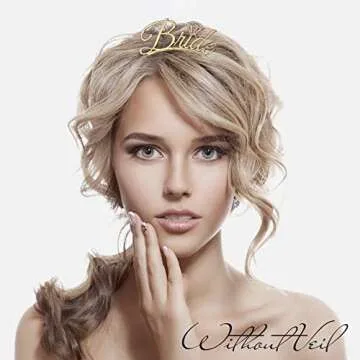 Aukmla Bride Headband with Veil White Bachelorette Party Veils Bridal Shower Tulle for Women and Girls(Gold)