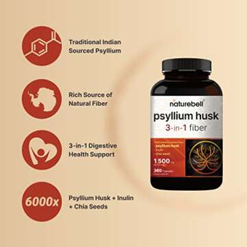 NatureBell Psyllium Husk Capsules for Digestion & Wellness