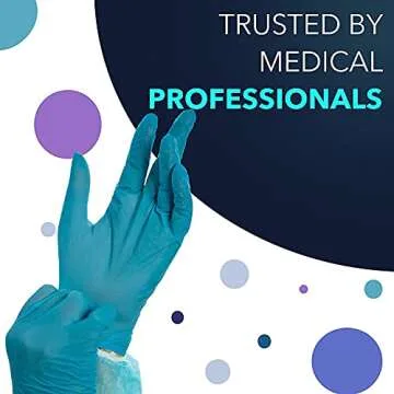 Circlecare Powder-Free Nitrile Disposable Exam Gloves, Industrial Medical Examination, Latex Free Rubber, Non-Sterile, Food Safe, Textured Fingertips, Ultra-Strong, Pack of 100, Blue - Size Large