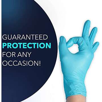 Circlecare Powder-Free Nitrile Disposable Exam Gloves, Industrial Medical Examination, Latex Free Rubber, Non-Sterile, Food Safe, Textured Fingertips, Ultra-Strong, Pack of 100, Blue - Size Large