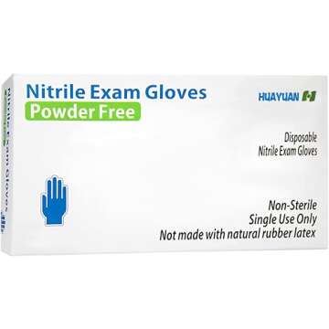 Circlecare Powder-Free Nitrile Disposable Exam Gloves, Industrial Medical Examination, Latex Free Rubber, Non-Sterile, Food Safe, Textured Fingertips, Ultra-Strong, Pack of 100, Blue - Size Large