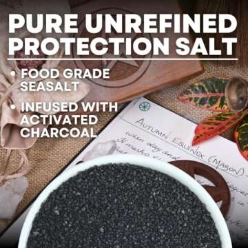 Black Salt for Protection Rituals & Wiccan Spells, Handcrafted Negative Energy Protection Crystals f...