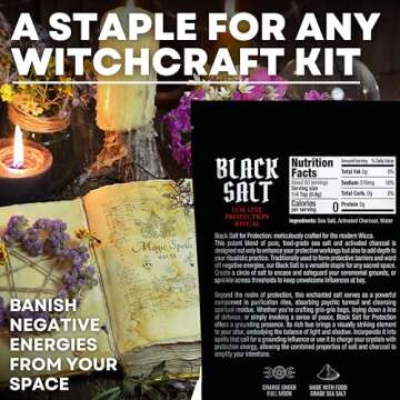 Black Salt for Protection Rituals & Wiccan Spells, Handcrafted Negative Energy Protection Crystals for Witchcraft, 2 Oz Bag, Witches & Wiccan Witchcraft Supplies