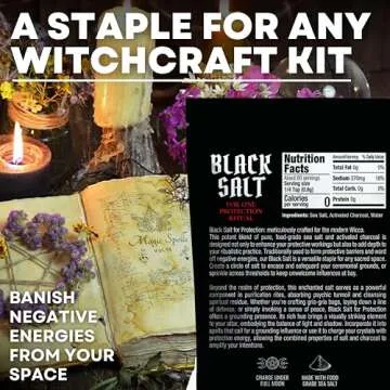 Black Salt for Protection Rituals & Wiccan Spells, Handcrafted Negative Energy Protection Crystals for Witchcraft, 2 Oz Bag, Witches & Wiccan Witchcraft Supplies
