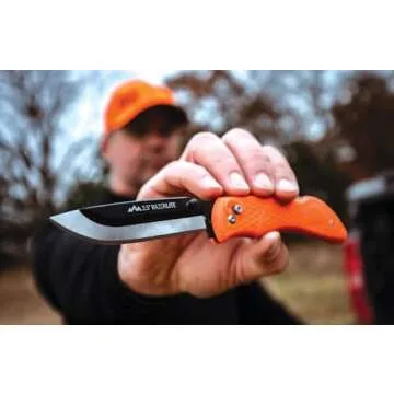 OUTDOOR EDGE RazorBlaze, RB-20, 3.5" Replaceable Blade Folding Hunting Knife, Non-Slip Rubberized TPR Handle (Blaze Orange)