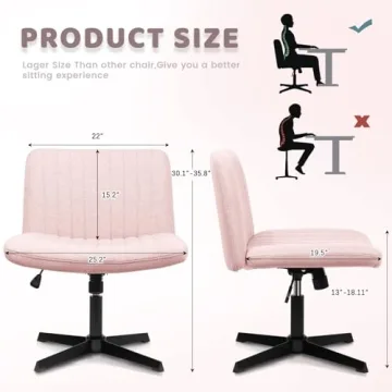 LEMBERI Armless Fabric Desk Chair for Home and Office
