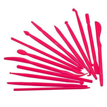 yueton 14pcs Set Plastic Crafts Clay Modeling Tool for Shaping and Sculpting (Hot Pink)