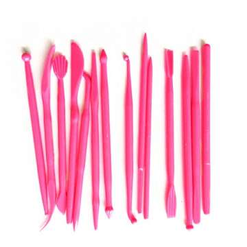 yueton 14pcs Plastic Clay Modeling Tool Set - Hot Pink
