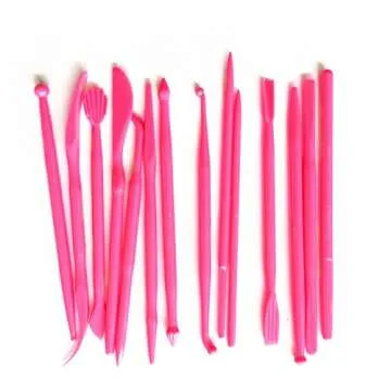 yueton 14pcs Plastic Clay Modeling Tool Set - Hot Pink
