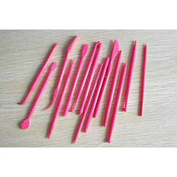 yueton 14pcs Plastic Clay Modeling Tool Set - Hot Pink