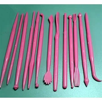 yueton 14pcs Plastic Clay Modeling Tool Set - Hot Pink
