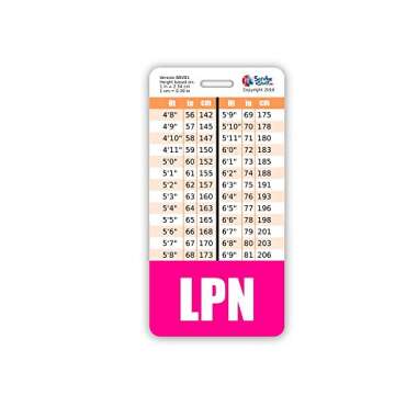 LPN Badge Buddy Vertical w/Height & Weight Conversion Charts (Pink)