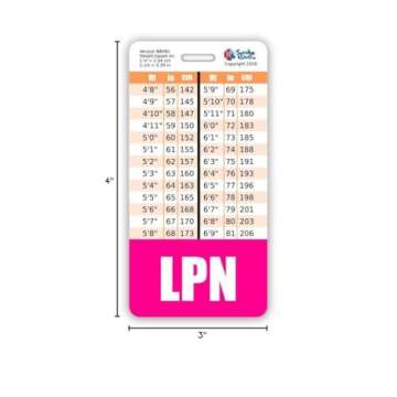 LPN Badge Buddy Vertical w/Height & Weight Conversion Charts (Pink)
