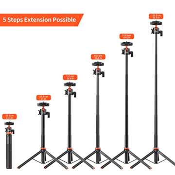 UURig Camera Tripod, 52 inch Extendable Phone Selfie Stick Camera Tripod Stand with 2 in 1 Phone Cli...