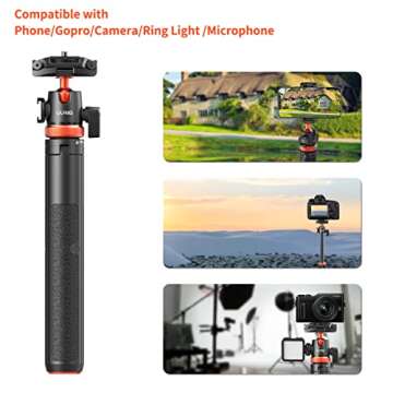 UURig Camera Tripod, 52 inch Extendable Phone Selfie Stick Camera Tripod Stand with 2 in 1 Phone Clip, 5 Levels Adjustment 360° Ball Head Loads Up for iPhone Sony Canon GoPro