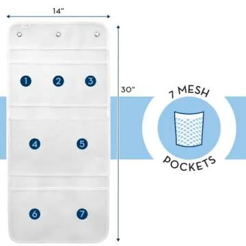 S&T INC. Shower Organizer with 7 Pockets, 14x30 In, 2 Pack