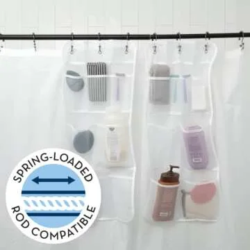 S&T INC. Shower Organizer with 7 Pockets, 14x30 In, 2 Pack