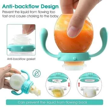 NCVI Baby Fruit Feeder | Fresh Food Pacifier | Silicone Teething Relief Toy, Appetite Stimulation for Feeding, BPA Free, 6 Replacement Nipple, 2Pack (Bear&Rabbit)