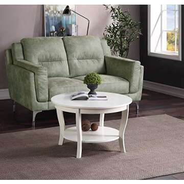 Convenience Concepts American Heritage Round Coffee Table 30" - Classic Living Room Table with Stora...
