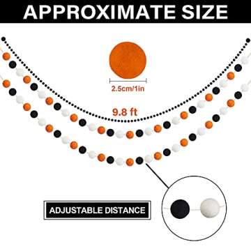 60 Balls Halloween Felt Ball Garlands - Spooky Festive Decor for Home and Parties