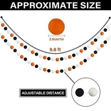 60 Balls Halloween Felt Ball Garlands - Spooky Festive Decor for Home and Parties