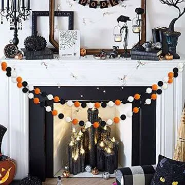 60 Balls Halloween Felt Ball Garlands for Festive Fun