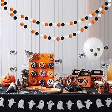 60 Balls Halloween Felt Ball Garlands for Festive Fun