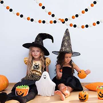 60 Balls Halloween Felt Ball Garlands for Festive Fun