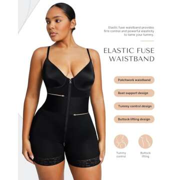 SHAPELLX Women Bodysuit Tummy Control Shapewear Bodysuit Body Shaper Tummy Control Butt Lifting Shap...