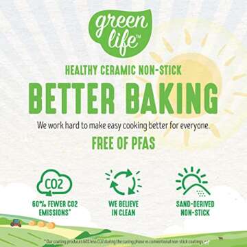 GreenLife Bakeware 9" Round Cake Baking Pan, Healthy Ceramic Nonstick, PFAS & PFOA-Free, Birthday Cakes Tarts & More, Oven Safe to 450F, Easy Cleanup, Turquoise