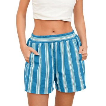 Comfortable and Stylish MISSACTIVER Women Striped Boxer Shorts for Casual Wear