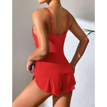 Elegant Ekouaer Women Pajamas Set Red Cami PJS