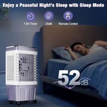 Portable Evaporative Air Cooler with 25 DB Quiet Operation