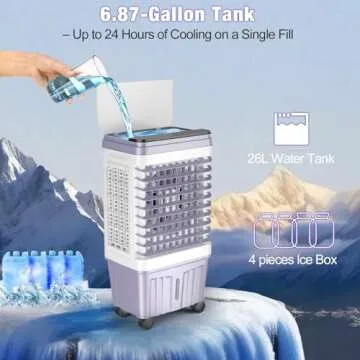 Portable Evaporative Air Cooler with 25 DB Quiet Operation