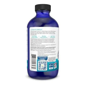 Nordic Naturals Ultimate Omega Liquid, Lemon Flavor - 8 oz - 2840 mg Omega-3 - High-Potency Omega-3 Fish Oil Supplement with EPA & DHA - Promotes Brain & Heart Health - Non-GMO - 48 Servings