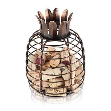 True Juicy Pineapple Stainless Steel Wine Cork Holders Decorative, Holds 50 Corks, Kitchen Bar Accessories, Rustic Home Decor Design, Set of 1