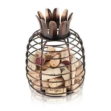 True Juicy Pineapple Stainless Steel Wine Cork Holders Decorative, Holds 50 Corks, Kitchen Bar Accessories, Rustic Home Decor Design, Set of 1