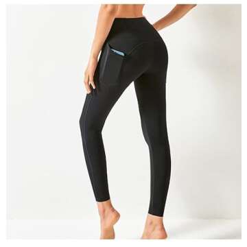 Soft Stretchy High Waist Fitness Naked Feeling Leggings with Side Pocket (as1, Alpha, l, l, Regular, Regular, Black)