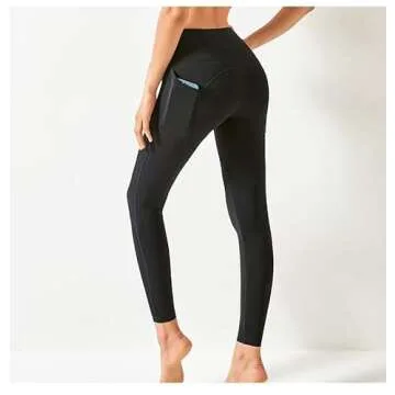 Soft Stretchy High Waist Fitness Naked Feeling Leggings with Side Pocket (as1, Alpha, l, l, Regular, Regular, Black)