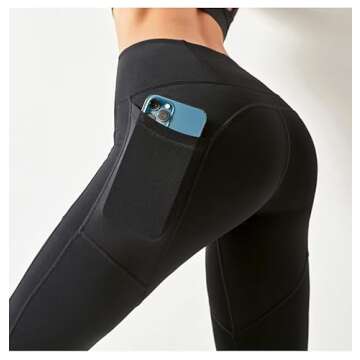 Soft Stretchy High Waist Fitness Naked Feeling Leggings with Side Pocket (as1, Alpha, l, l, Regular, Regular, Black)