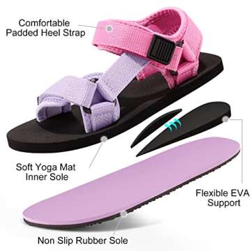 KELISI Girls Summer Beach Sandals - Comfortable Hook & Loop Shoes for Kids