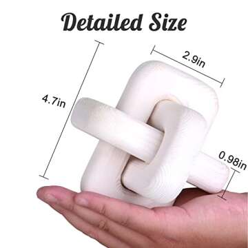 XMGZQ Wood Knot Decor,3-Link Wood Chain Link Decor,Rustic Home Decor Farmhouse,Hand Carved Boho Bead...