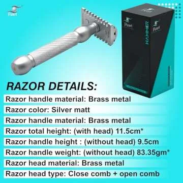 Pearl Shaving Double Edge Close & Open Comb Safety Razor for Men (Hammer) Made from 100% Brass -Reusable,Classic & Traditional Shaving Kit for Men |Men's Shaving Razor for Gift