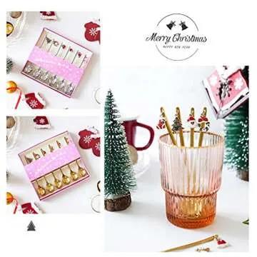 Stainless Steel Christmas Coffee Spoons Set with Charms