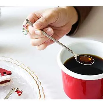 Stainless Steel Christmas Coffee Spoons Set with Charms