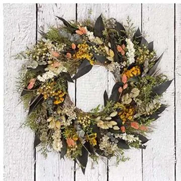 ANDALUCA 20 in Preserved Eucalyptus & Dried Flowers Natural Wreath (Floral Blooms)