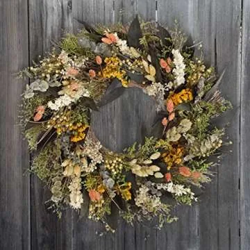 ANDALUCA 20 in Preserved Eucalyptus & Dried Flowers Natural Wreath (Floral Blooms)