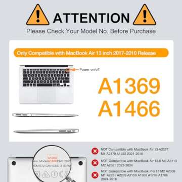 MOSISO Compatible with MacBook Air 13 inch Case (Models: A1369 & A1466, Older Version 2010-2017 Rele...